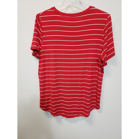 Old Navy Womens TOP Size L Red/White Striped Short Sleeve rayon blend - Picture 6 of 6